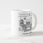 Man spoelt zijn tropische vis - grappige Cartoon o Grote Koffiekop (Voorkant rechts)