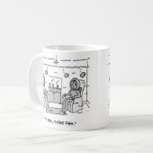 Man spoelt zijn tropische vis - grappige Cartoon o Koffiemok (Voorkant links)