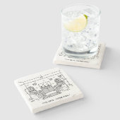 Man spoelt zijn tropische vis - grappige Cartoon o Stenen Onderzetter (Zijkant)