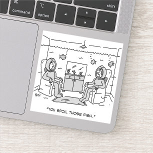 Man spoelt zijn tropische vis sticker