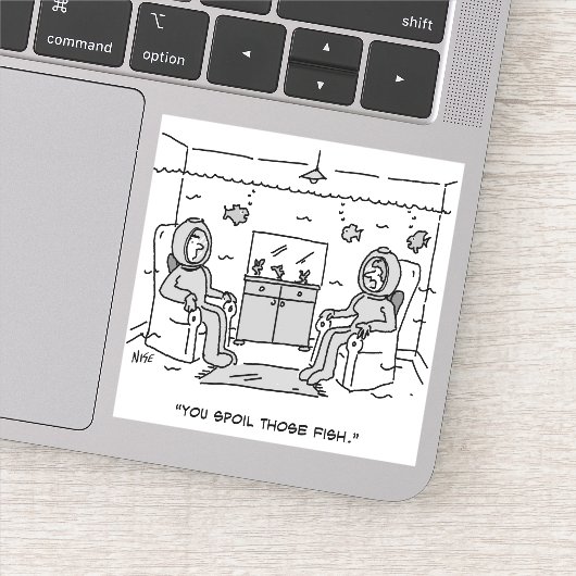 Man spoelt zijn tropische vis sticker (Detail)