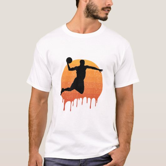 Man springen met basketbal T-shirt (Voorkant)