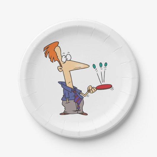 Man springt op een bat papieren bordje (Voorkant)