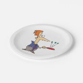 Man springt op een bat papieren bordje (Gekanteld)