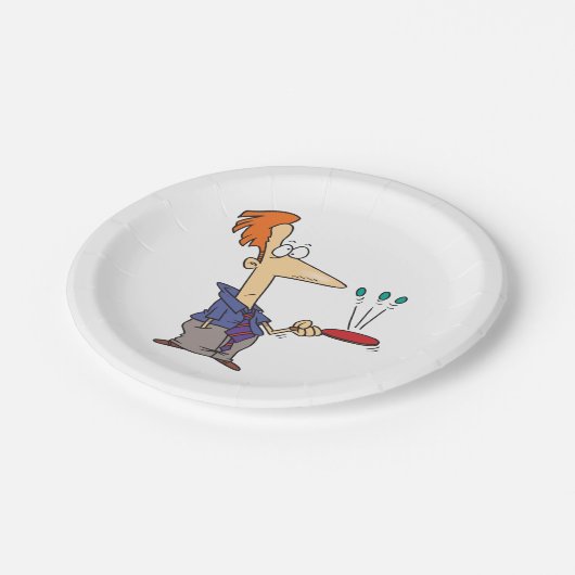 Man springt op een bat papieren bordje (Gekanteld)