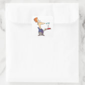 Man springt op een bat vierkante sticker (Tas)