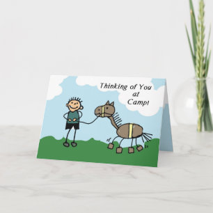 Man Stick Figuur Horse Camp Denking You Kaart