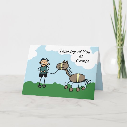 Man Stick Figuur Horse Camp Denking You Kaart (Voorkant)