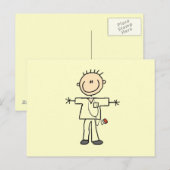 Man Stick Figuur verpleegster Briefkaart (Voorkant / Achterkant)