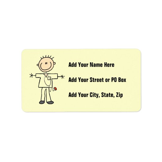 Man Stick Figuur verpleegster Etiket (Voorkant)