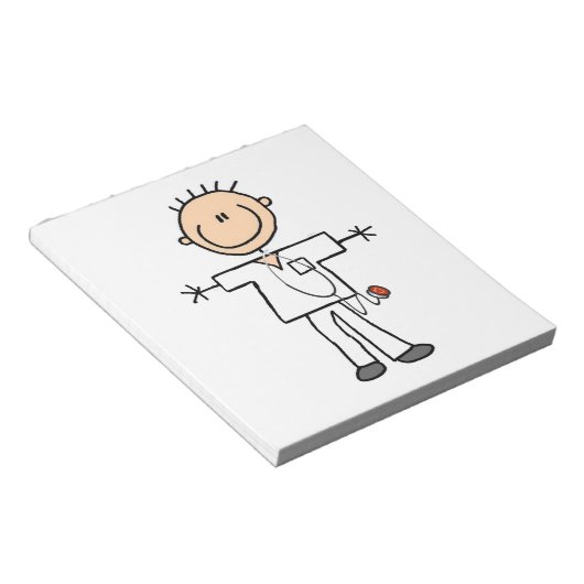 Man Stick Figuur verpleegster Notitieblok (Schuin)