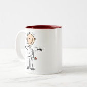 Man Stick Figuur verpleegster Tweekleurige Koffiemok (Voorkant links)