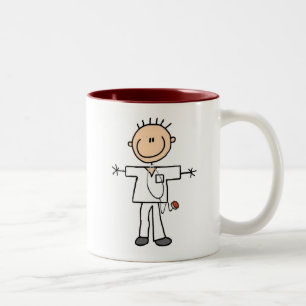 Man Stick Figuur verpleegster Tweekleurige Koffiemok