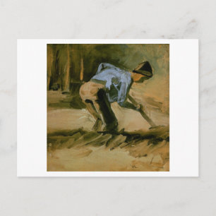 Man Stooping met Stick of Spade, Vincent van Gogh Briefkaart