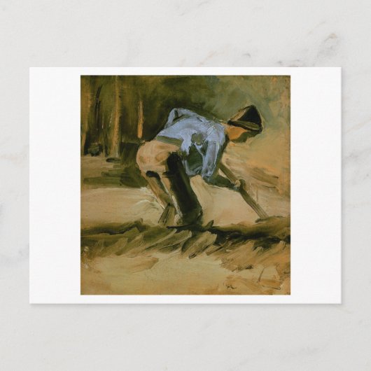 Man Stooping met Stick of Spade, Vincent van Gogh Briefkaart (Voorkant)