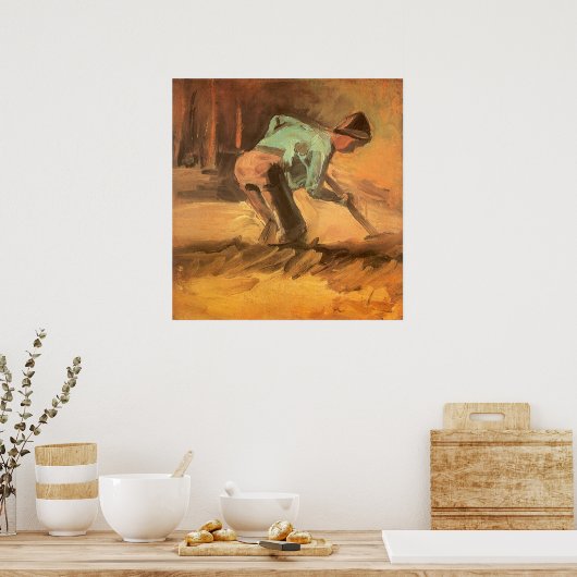 Man Stooping met Stick of Spade, Vincent van Gogh Poster (Keuken)