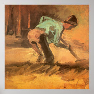 Man Stooping met Stick of Spade, Vincent van Gogh Poster