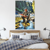 *~* Man Stream Natuur AP49 Vissen Art Canvas Afdruk (Insitu (Slaapkamer))
