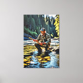 *~* Man Stream Natuur AP49 Vissen Art Canvas Afdruk (Voorkant)