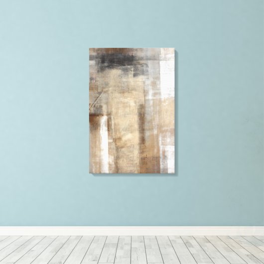 'Man Style' Beige en Bruine Abstracte Kunst Canvas Afdruk (Insitu (Houten vloer))