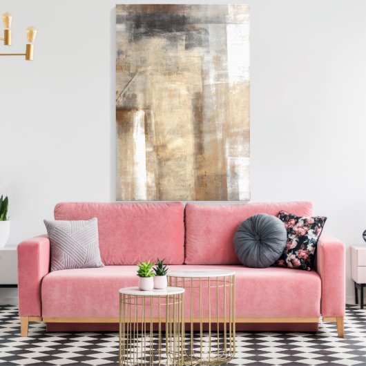 'Man Style' Beige en Bruine Abstracte Kunst Canvas Afdruk (Insitu (Woonkamer))