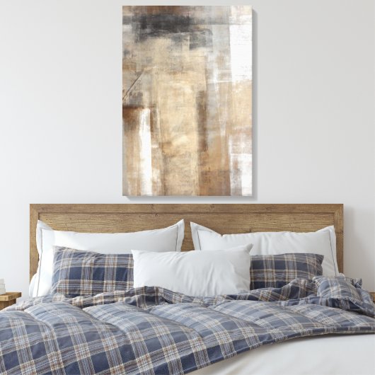 'Man Style' Beige en Bruine Abstracte Kunst Canvas Afdruk (Insitu (Slaapkamer))
