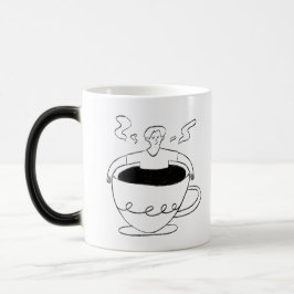 Man submerged in a cup of coffee magische mok