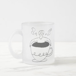 Man submerged in a cup of coffee matglas koffiemok