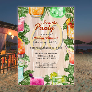 Man Summer Backyard Cocktail 60ste Verjaardagsfees Kaart