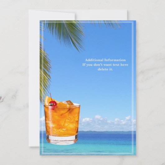 Man Summer Ocean Cocktail 50ste verjaardagsfeest Kaart (Achterkant)