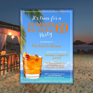 Man Summer Ocean Cocktail 60ste verjaardagsfeest Kaart