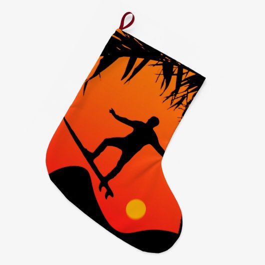 Man surfen op zonneschijnafbeelding grote kerstsok (Voorkant (Hangend))