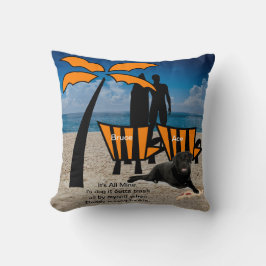 Man Surfende hond Oranje kettingoren Kussen