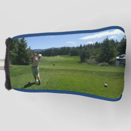 Man swinging een Golfveld Putter Golf Head Hoesje Golfheadcover
