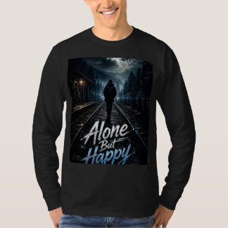man t-shirt alleen maar gelukkig ontwerp volle mou