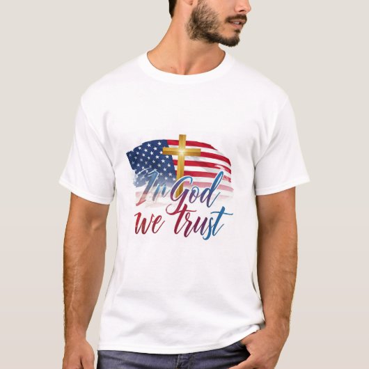 Man T-shirt met het ontwerp "In God We Trust". (Voorkant)