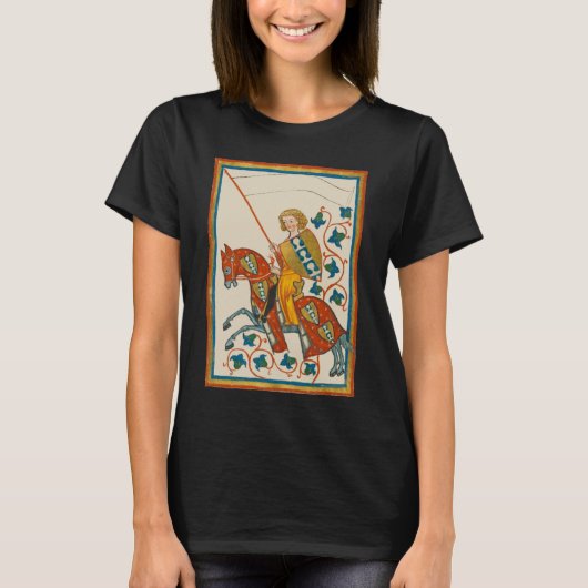 Man te paard 14e-eeuwse Codex Manesse T-shirt (Voorkant)