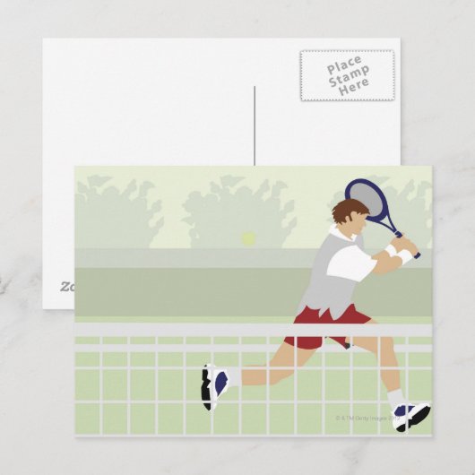 Man tennis 2 briefkaart (Voorkant / Achterkant)