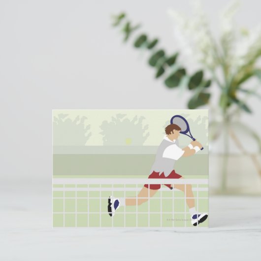 Man tennis 2 briefkaart (Staand voorkant)