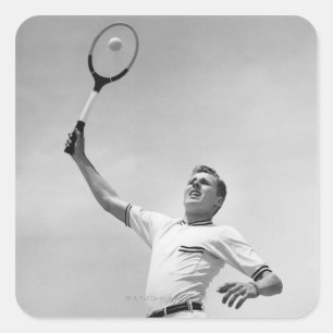 Man tennis vierkante sticker