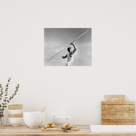 Man Throwing Javelin Poster (Keuken)