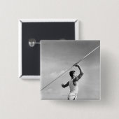 Man Throwing Javelin Vierkante Button 5,1 Cm (Voorkant /achterkant)