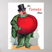 Man Tomato, grappige cartoon,  illustratie Poster (Voorkant)