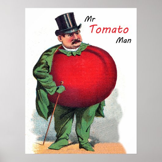 Man Tomato, grappige cartoon,  illustratie Poster (Voorkant)