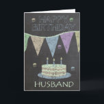 Man Trendy Krijtbord Effect, Verjaardagstaart Kaart<br><div class="desc">Man trendy krijtbord effect,  met verjaardagstaart</div>