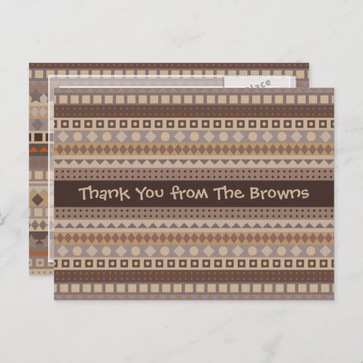 Man Tribal Aztec Stripes Bruin en Beige Pattern Briefkaart (Voorkant / Achterkant)