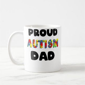 Man Trots Autisme Papa Gekleurde Puzzelstukken Koffiemok