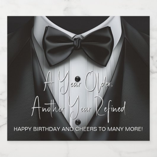 Man Tuxedo Verjaardag Elke Gebeurtenis Champagne  Sparkling Wijnetiket (Enkel label)