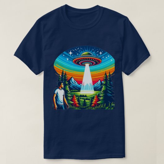 Man UFO blauw T-shirt (Design voorkant)