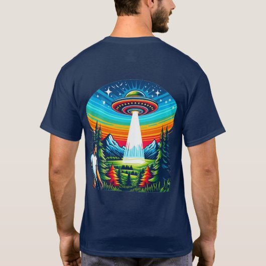 Man UFO blauw T-shirt (Achterkant)